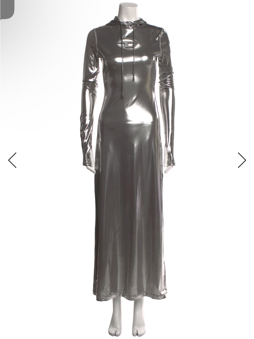 NWT Diesel Metallic Silver Long-Sleeve Maxi Dress